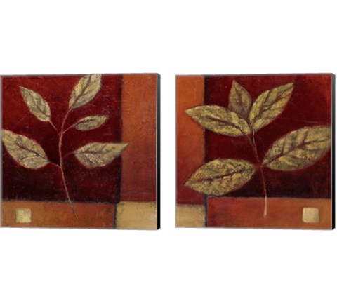 Crimson Leaf Study 2 Piece Canvas Print Set by Ursula Salemink-Roos