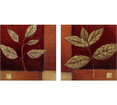 Crimson Leaf Study 2 Piece Art Print Set by Ursula Salemink-Roos