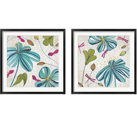 Flowers, Dragonflies & Butterflies 2 Piece Framed Art Print Set by Tandi Venter
