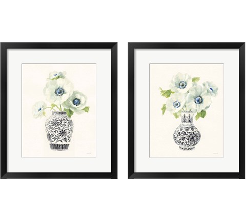 Floral Chinoiserie Black 2 Piece Framed Art Print Set by Danhui Nai