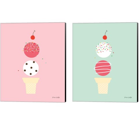 Ice Cream and Cherry 2 Piece Canvas Print Set by Ann Kelle