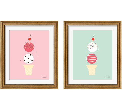 Ice Cream and Cherry 2 Piece Framed Art Print Set by Ann Kelle