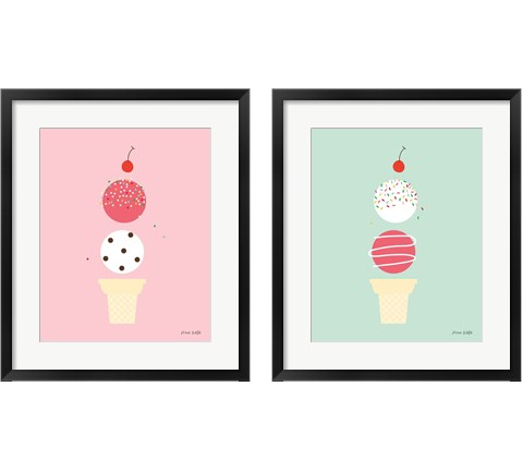 Ice Cream and Cherry 2 Piece Framed Art Print Set by Ann Kelle
