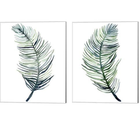 Watercolor Palm Leaves 2 Piece Canvas Print Set by Emma Scarvey