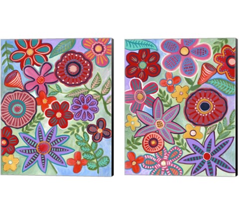 Colorful Flores 2 Piece Canvas Print Set by Regina Moore