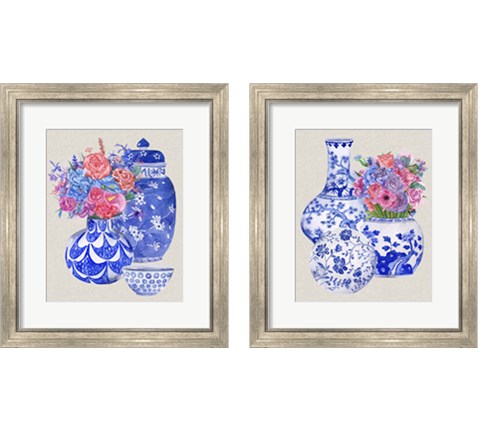 Delft Blue Vases 2 Piece Framed Art Print Set by Melissa Wang