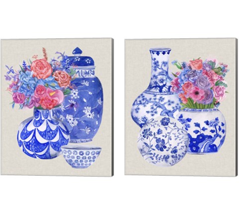Delft Blue Vases 2 Piece Canvas Print Set by Melissa Wang