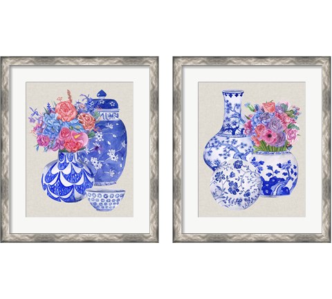 Delft Blue Vases 2 Piece Framed Art Print Set by Melissa Wang