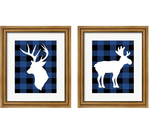 Plaid Deer 2 Piece Framed Art Print Set by Tamara Robinson