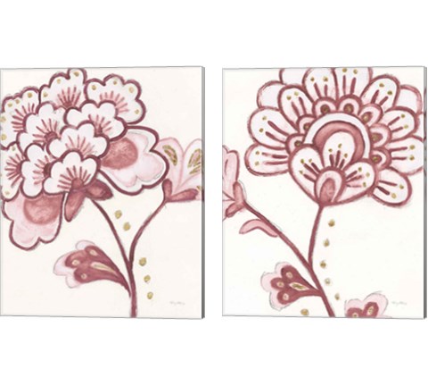 Flora Chinoiserie Pink 2 Piece Canvas Print Set by Emily Adams