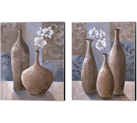 Silver Orchids 2 Piece Canvas Print Set by Keith Mallett