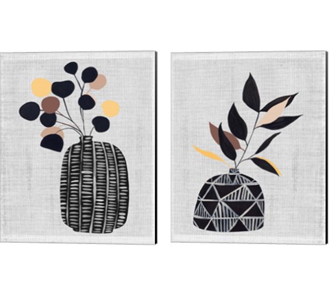 Decorated Vase with Plant 2 Piece Canvas Print Set by Melissa Wang