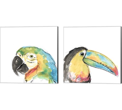 Tropical Bird Portrait 2 Piece Canvas Print Set by June Erica Vess