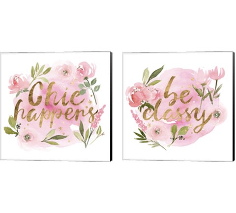 Pink Blooms 2 Piece Canvas Print Set by Melissa Wang