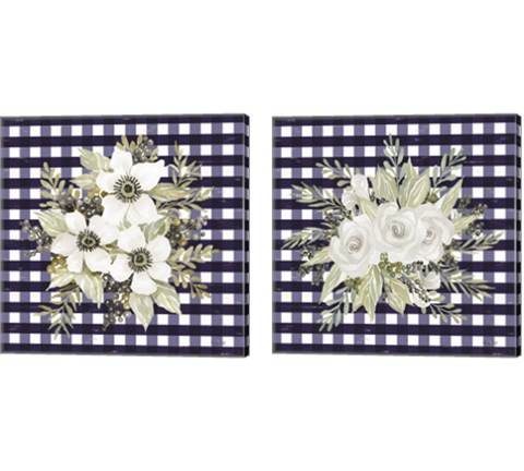 Navy Floral 2 Piece Canvas Print Set by Cindy Jacobs