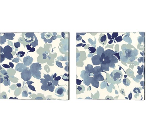 Soft Blue Florals 2 Piece Canvas Print Set by Wild Apple Portfolio