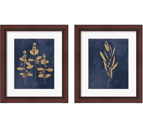 Botanical Study Gold Navy2 Piece Framed Art Print Set by Julia Purinton