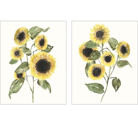 Sunflower Composition 2 Piece Art Print Set by Jennifer Goldberger