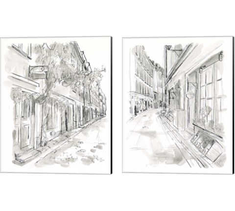European City Sketch 2 Piece Canvas Print Set by June Erica Vess