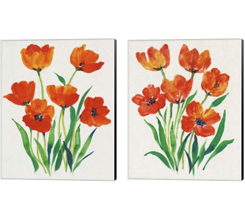 Red Tulips in Bloom 2 Piece Canvas Print Set by Timothy O'Toole