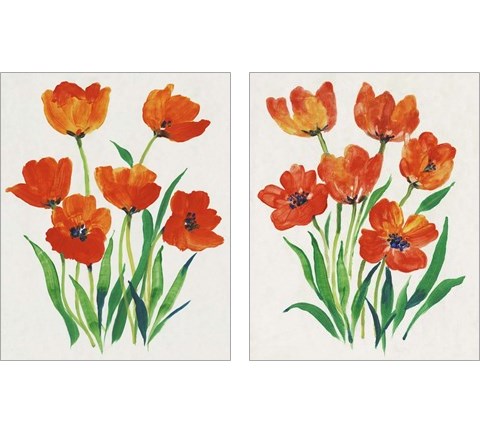 Red Tulips in Bloom 2 Piece Art Print Set by Timothy O'Toole