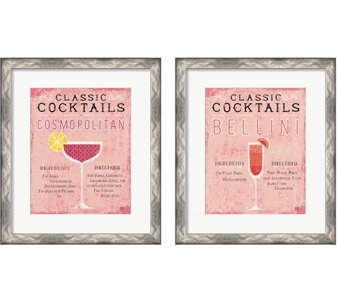 Classic Cocktails Bellini Pink 2 Piece Framed Art Print Set by Michael Mullan