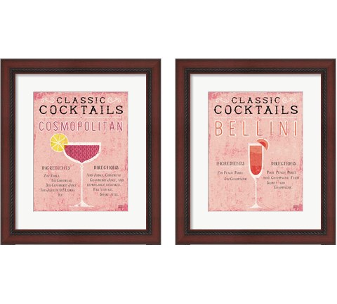 Classic Cocktails Bellini Pink 2 Piece Framed Art Print Set by Michael Mullan