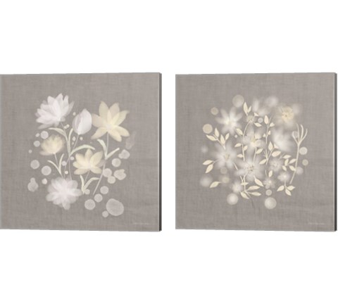 Flower Bunch on Linen 2 Piece Canvas Print Set by Bluebird Barn