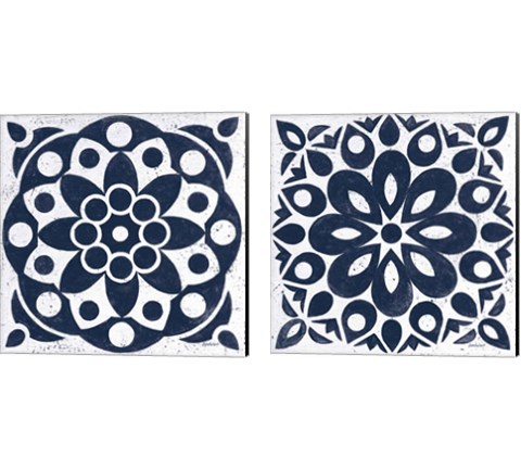 Blue and White Tile 2 Piece Canvas Print Set by Kathrine Lovell
