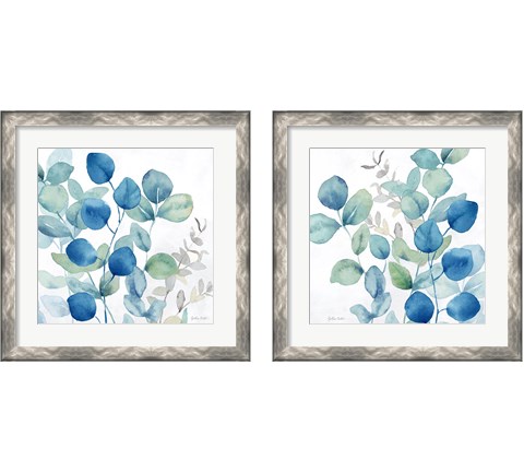 Eucalyptus Leaves Navy 2 Piece Framed Art Print Set by Cynthia Coulter