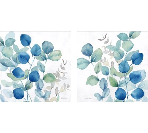 Eucalyptus Leaves Navy 2 Piece Art Print Set by Cynthia Coulter