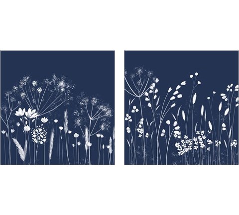 Indigo Flowers 2 Piece Art Print Set by Northern Lights