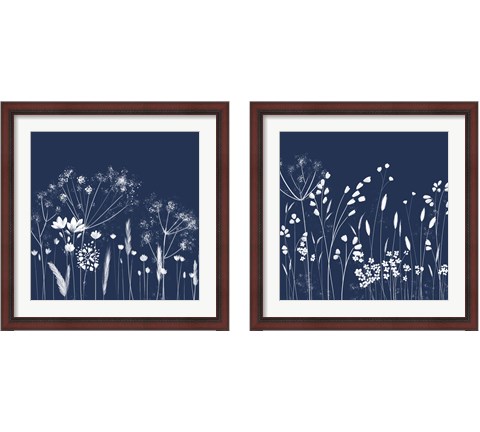 Indigo Flowers 2 Piece Framed Art Print Set by Northern Lights