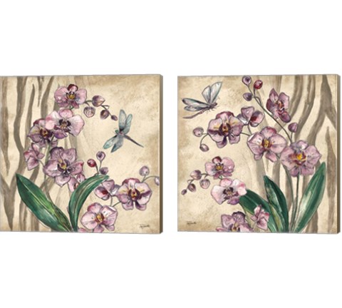 Boho Orchid & Dragonfly 2 Piece Canvas Print Set by Tre Sorelle Studios