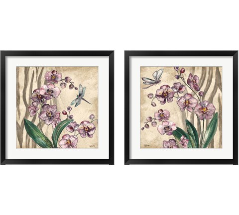 Boho Orchid & Dragonfly 2 Piece Framed Art Print Set by Tre Sorelle Studios