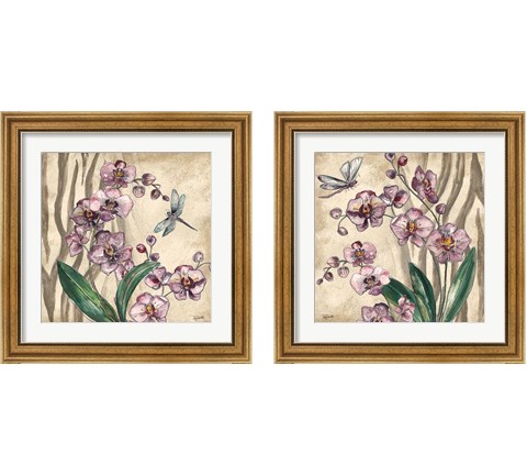 Boho Orchid & Dragonfly 2 Piece Framed Art Print Set by Tre Sorelle Studios