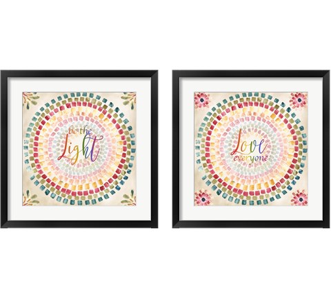 Mosaic Rainbow Round 2 Piece Framed Art Print Set by Tre Sorelle Studios