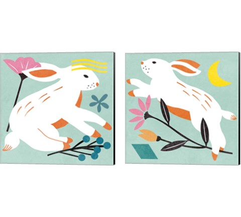 Easter Bunnies 2 Piece Canvas Print Set by Melissa Wang