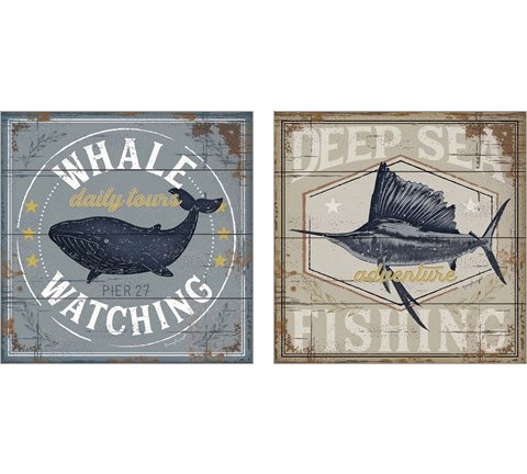 Deep Sea Fishing 2 Piece Art Print Set by Jennifer Pugh