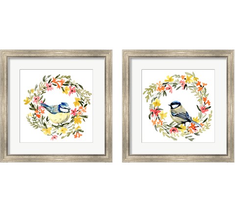 Springtime Wreath & Bird 2 Piece Framed Art Print Set by Emma Caroline