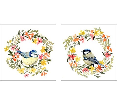 Springtime Wreath & Bird 2 Piece Art Print Set by Emma Caroline