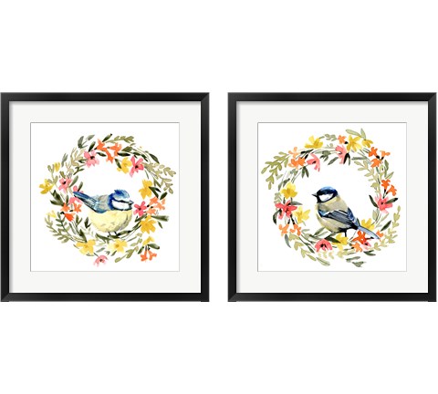 Springtime Wreath & Bird 2 Piece Framed Art Print Set by Emma Caroline