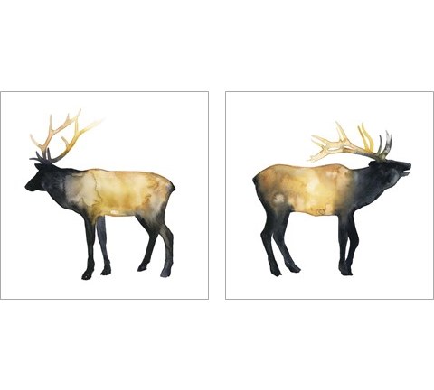 Elk Aglow 2 Piece Art Print Set by Grace Popp