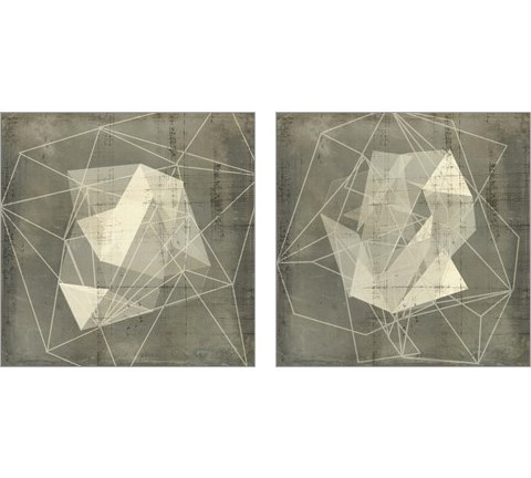 Geomolecule Blueprint 2 Piece Art Print Set by Jennifer Goldberger