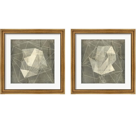 Geomolecule Blueprint 2 Piece Framed Art Print Set by Jennifer Goldberger