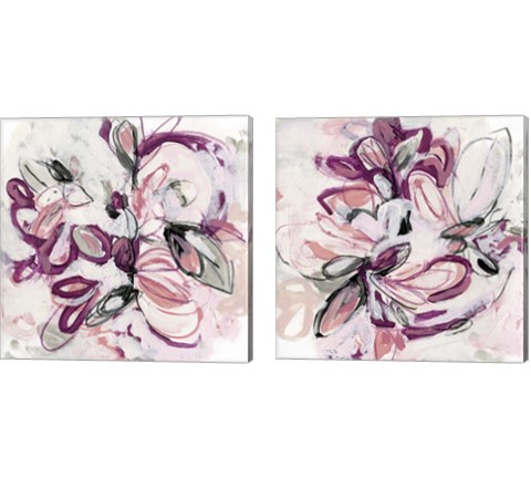 Fuchsia Floral 2 Piece Canvas Print Set by June Erica Vess