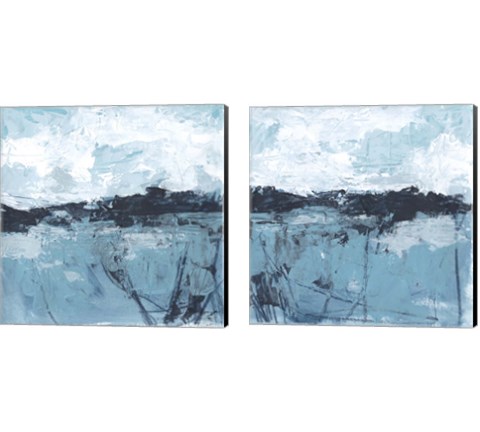 Blue Coast Abstract 2 Piece Canvas Print Set by June Erica Vess
