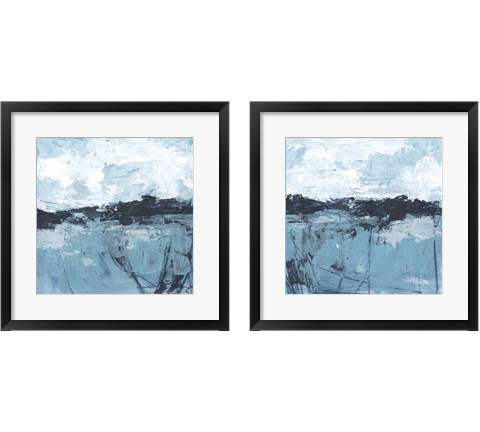 Blue Coast Abstract 2 Piece Framed Art Print Set by June Erica Vess