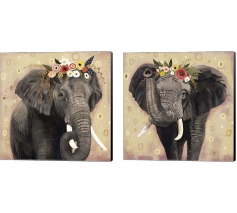 Klimt Elephant 2 Piece Canvas Print Set by Victoria Barnes