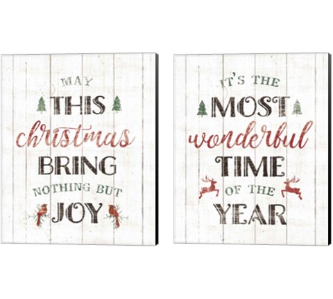 Christmas Joy 2 Piece Canvas Print Set by Wild Apple Portfolio